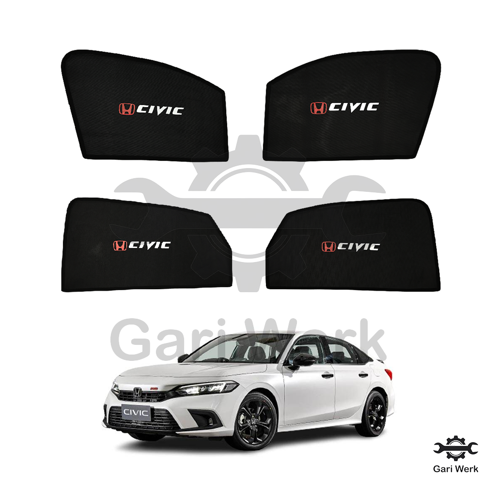 Honda Civic 2022 Custom Sun Shades | 4Pcs Set | UV Protection & Heat Resistance