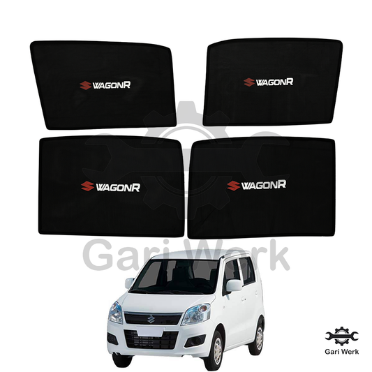 Suzuki Wagon R Sun Shades with Logo – 4pcs Set | UV & Heat Protection | Easy Fit