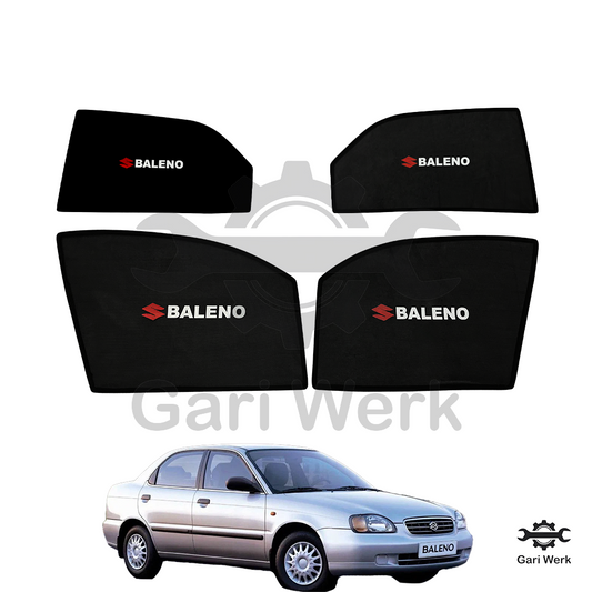 Suzuki Baleno Custom Car Sun Shades with Logo – Heat Resistant | 4pcs Set | UV & Glare Protection