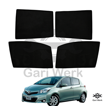 Toyota Vitz Sun Shades with Logo – 4pcs Set | UV Protection | Heat Resistant | Easy Fit