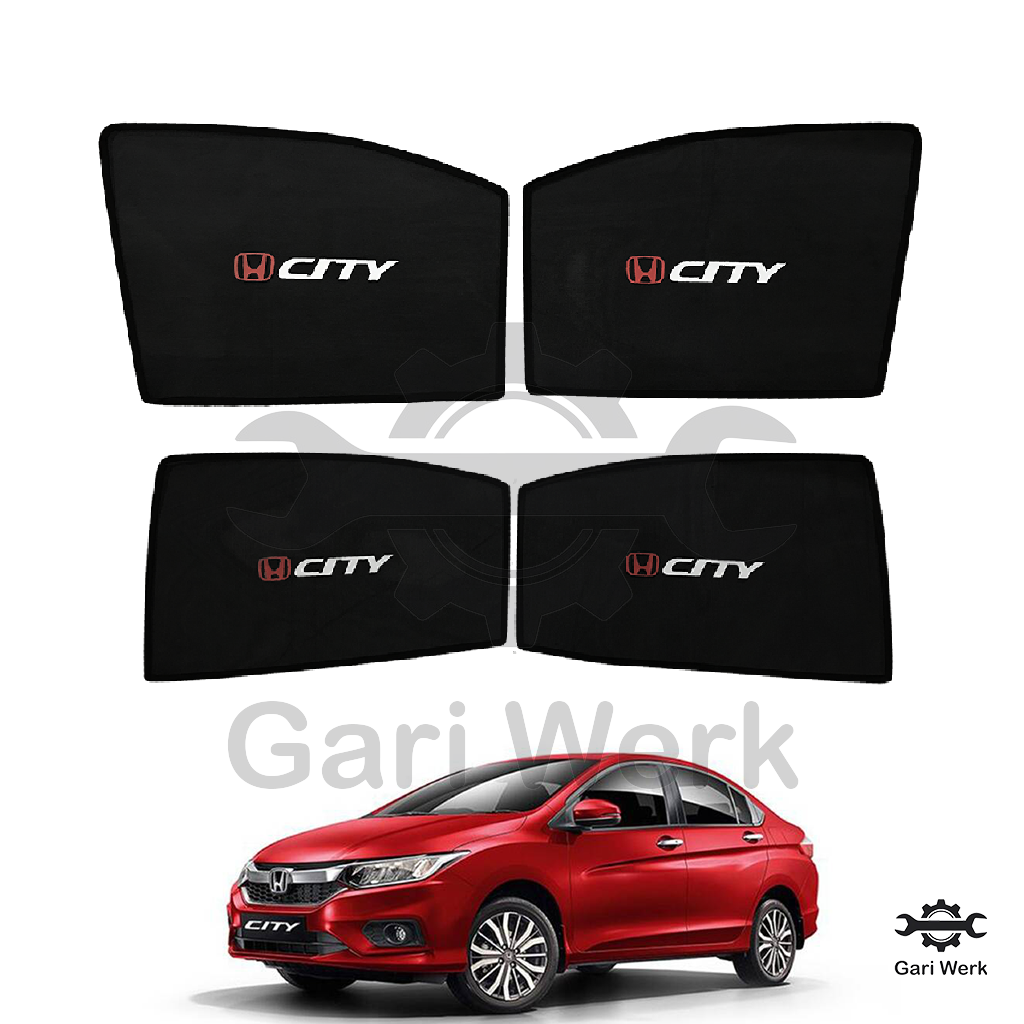 Honda City 2022 Sun Shades with Logo – Heat Resistant | 4pcs Set | UV & Glare Protection
