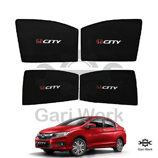 Honda City 2022 Sun Shades with Logo – Heat Resistant | 4pcs Set | UV & Glare Protection