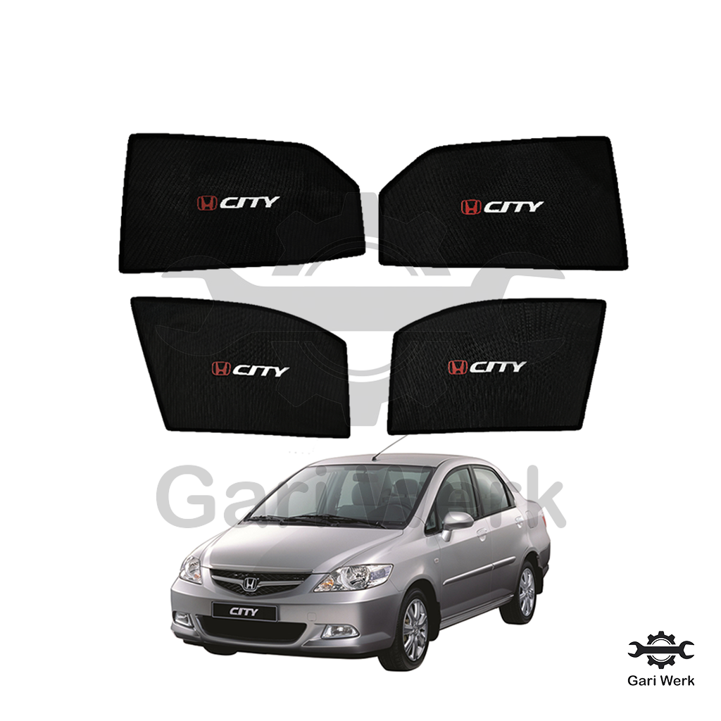 Honda City 2006 Sun Shades with Logo – Heat Resistant | 4pcs Car Window Shades | UV Protection