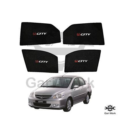 Honda City 2006 Sun Shades with Logo – Heat Resistant | 4pcs Car Window Shades | UV Protection