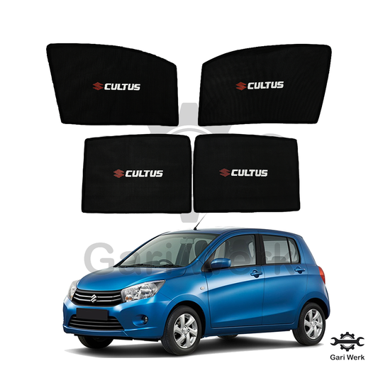 Suzuki Cultus (New Model) Sun Shades with Logo – Heat Resistant | 4pcs Set | UV Protection