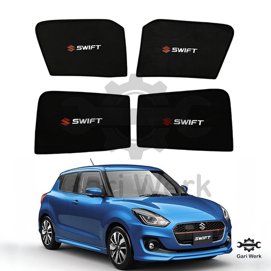 Suzuki Swift Sun Shades with Logo – UV Protection | Heat Resistant | 4pcs Set