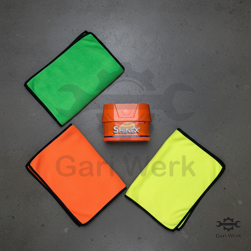 Ultimate Car Shine Kit – Shinex Wax + 3 Premium Microfibers (550gsm, 40×40)