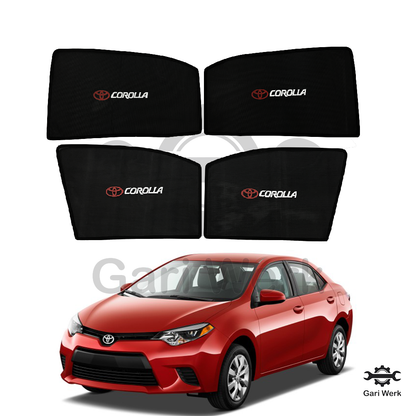 Toyota Corolla 2015 Sun Shades with Logo – Heat Resistant | 4pcs Set | UV Protection | Premium Fit