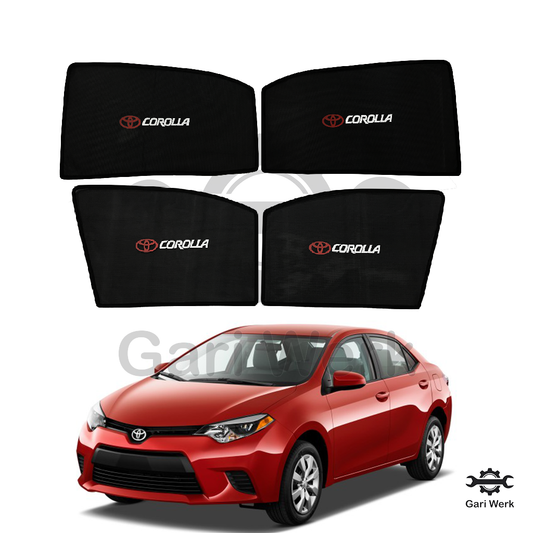 Toyota Corolla 2015 Sun Shades with Logo – Heat Resistant | 4pcs Set | UV Protection | Premium Fit